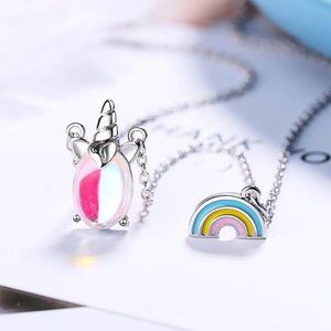 NEW 925 Sterling Silver Moonstone Unicorn Necklace